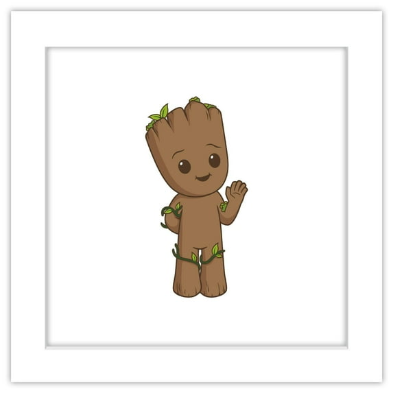 Gallery Pops Marvel I Am Groot - Baby Groot Illustrated Wall Art, White Framed Version, 12" x 12"