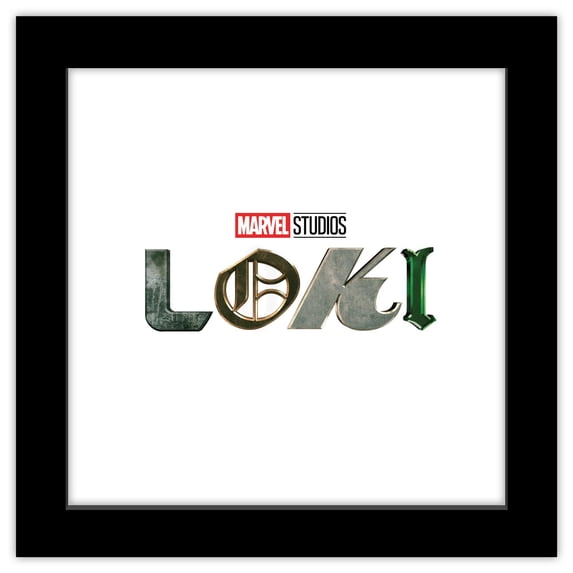 Gallery Pops Marvel Loki - Logo Wall Art, Black Framed Version, 12" x 12"