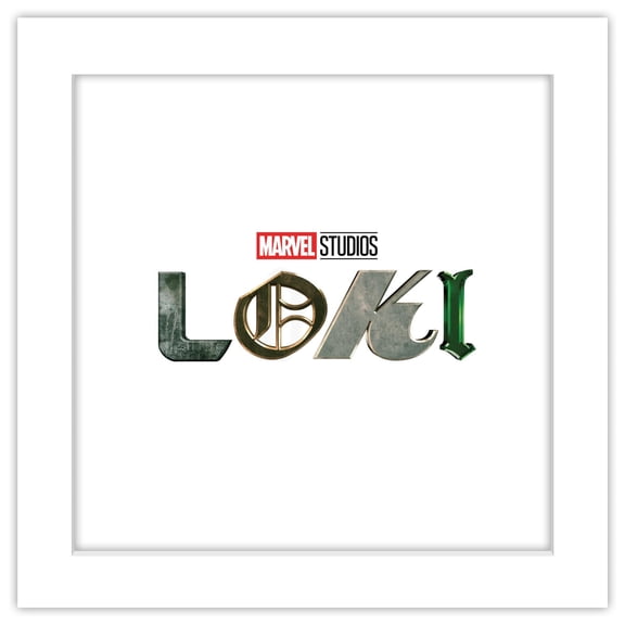 Gallery Pops Marvel Loki - Logo Wall Art, White Framed Version, 12" x 12"