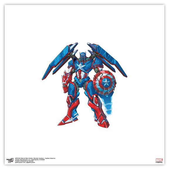 Gallery Pops Marvel Mech Strike: Monster Hunters - Captain America Wall Art, Unframed Version, 12" x 12"