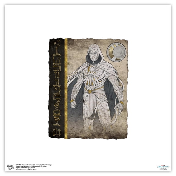 Gallery Pops Marvel Moon Knight - Heiroglyph Scroll Badge Wall Art, Unframed Version, 12" x 12"