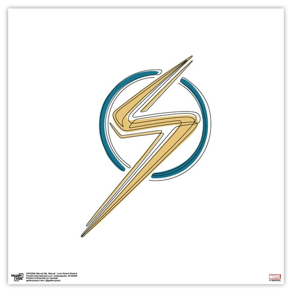 Gallery Pops Marvel Ms. Marvel - Icon Pencil Sketch Wall Art, Unframed Version, 12" x 12"