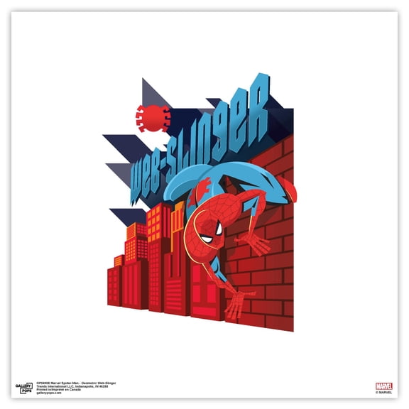 Gallery Pops Marvel Spider-Man - Geometric Web-Slinger Wall Art, Unframed Version, 12" x 12"