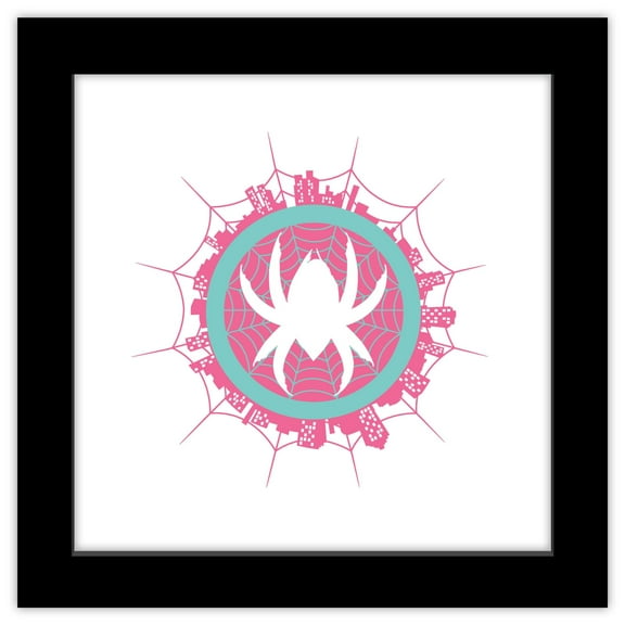 Gallery Pops Marvel Spider-Man - Ghost-Spider Cityscape Web Icon Wall Art, Black Framed Version, 12" x 12"