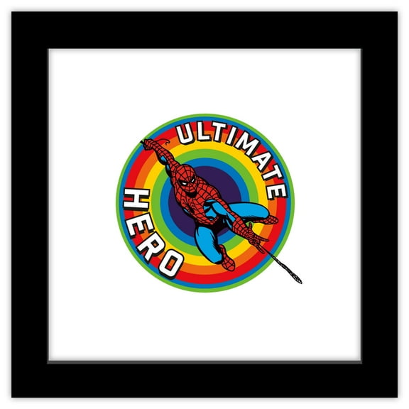 Gallery Pops Marvel Spider-Man - Retro Spotlight Ultimate Hero Wall Art, Black Framed Version, 12" x 12"