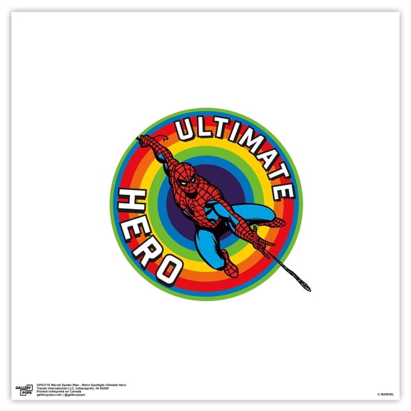 Gallery Pops Marvel Spider-Man - Retro Spotlight Ultimate Hero Wall Art, Unframed Version, 12" x 12"