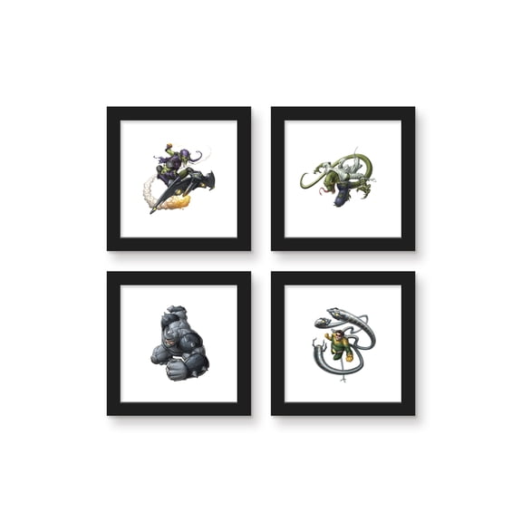 Gallery Pops Marvel Spider-Man - Rivals Wall Art Bundle (4-Pack), Black Framed Version, 12" x 12"