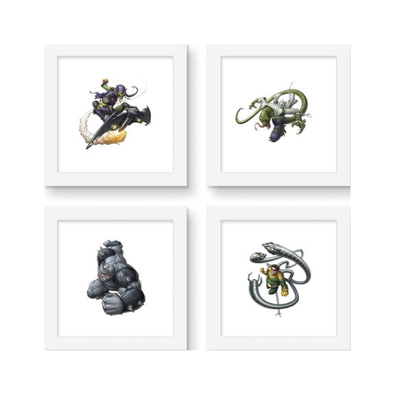 Gallery Pops Marvel Spider-Man - Rivals Wall Art Bundle (4-Pack), White Framed Version, 12" x 12"