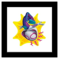 Gallery Pops Marvel Spidey and His Amazing Friends - Ghost-Spider Web-Spinner Badge Wall Art, Black Framed Version, 12" x 12"