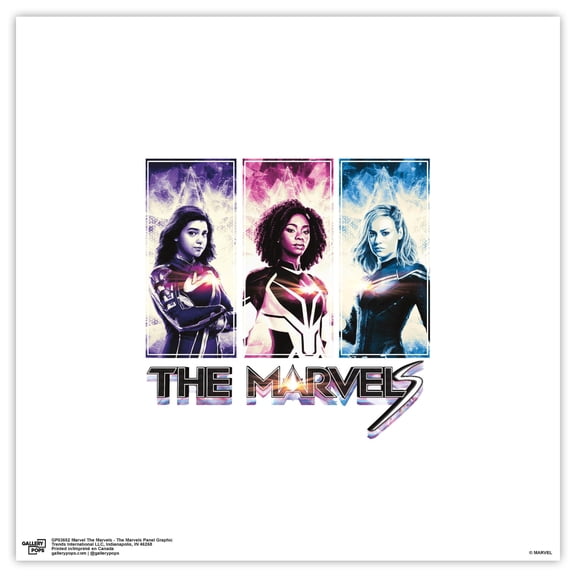 Gallery Pops Marvel The Marvels - The Marvels Panel Graphic Wall Art, Unframed Version, 12" x 12"