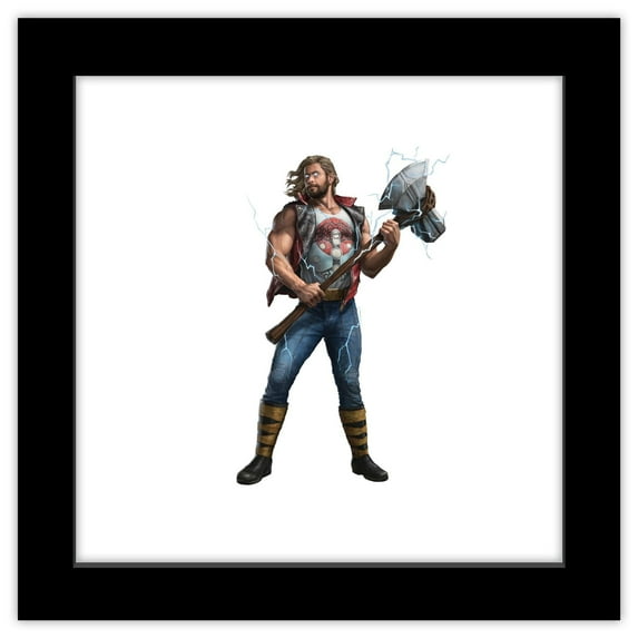 Gallery Pops Marvel Thor: Love and Thunder - Thor With Stormbreaker Axe Wall Art, Black Framed Version, 12" x 12"