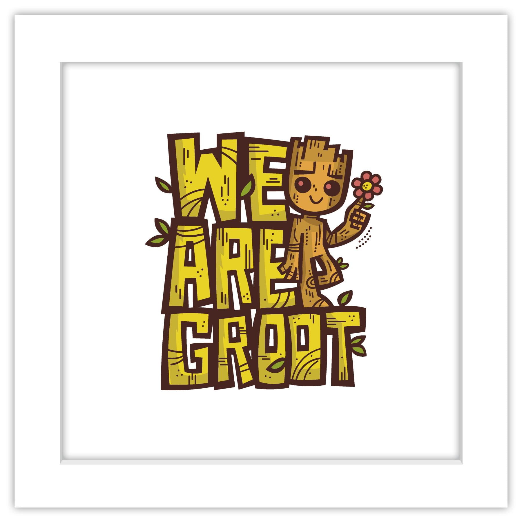 Gallery Pops Marvel We Are Groot - Retro Roots Text Badge Wall Art,  Unframed Version, 12" x 12"