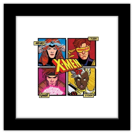 Gallery Pops Marvel X-Men '97 - Comic Panel Grid Wall Art, Black Framed Version, 12" x 12"