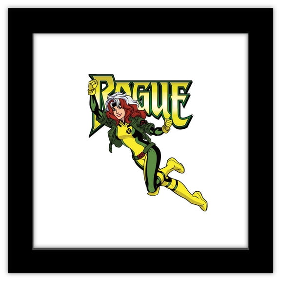 Gallery Pops Marvel X-Men '97 - Rogue Badge Wall Art, Black Framed Version, 12" x 12"