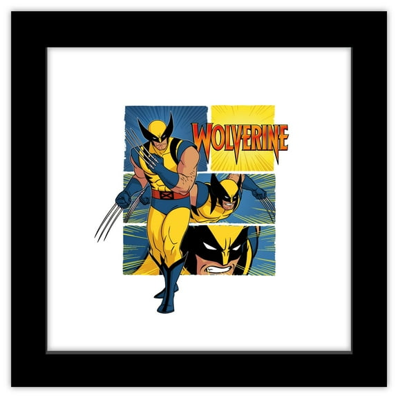 Gallery Pops Marvel X-Men '97 - Wolverine Frame Break Wall Art, Black Framed Version, 12" x 12"