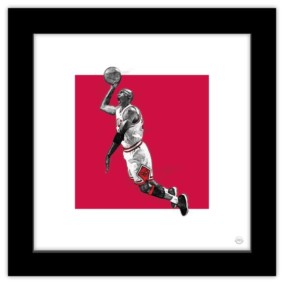 Gallery Pops Michael Jordan - Art Sketch Dunk Color Burst Wall Art, Black Framed Version, 12" x 12"
