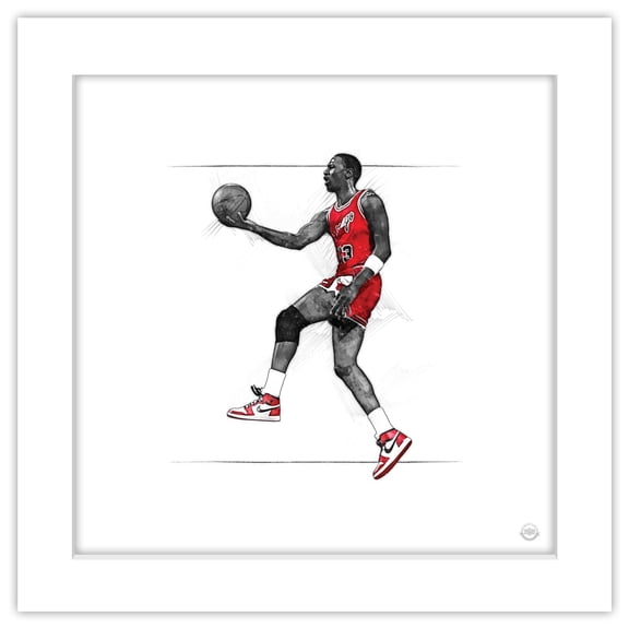 Gallery Pops Michael Jordan - Art Sketch Rookie Wall Art, White Framed Version, 12" x 12"