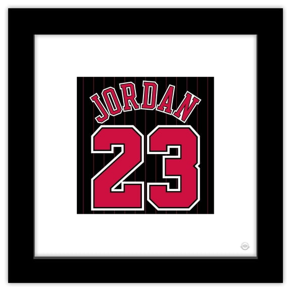 Gallery Pops Michael Jordan - Jersey Number Pin Stripes Wall Art, Black Framed Version, 12" x 12"