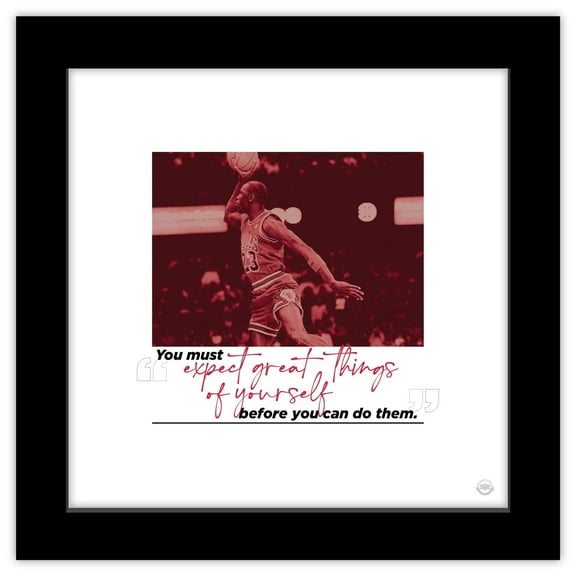 Gallery Pops Michael Jordan - Quote Expect Great Things Wall Art, Black Framed Version, 12" x 12"
