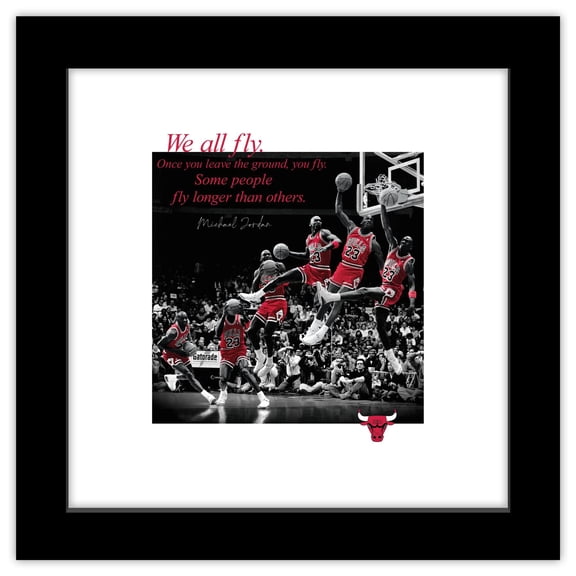 Gallery Pops Michael Jordan - Quote We All Fly Wall Art, Black Framed Version, 12" x 12"