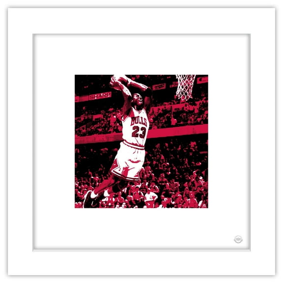 Gallery Pops Michael Jordan - Two-Handed Dunk Wall Art, White Framed Version, 12" x 12"