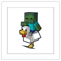 Gallery Pops Minecraft - Chicken Jockey Isometric Wall Art, White Framed Version, 12" x 12"