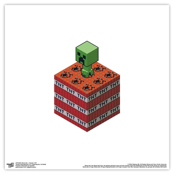 Gallery Pops Minecraft - Creeper TNT Wall Art, Unframed Version, 12" x 12"