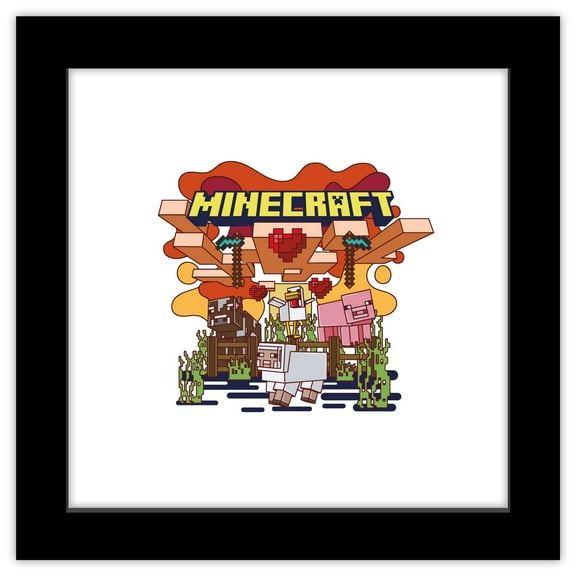 Gallery Pops Minecraft - Funtage Animals Wall Art, Black Framed Version, 12" x 12"