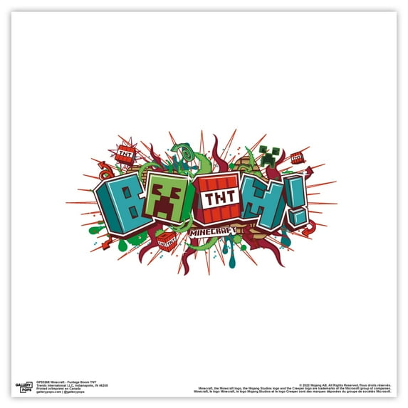 Gallery Pops Minecraft - Funtage Boom TNT Wall Art, Unframed Version, 12" x 12"