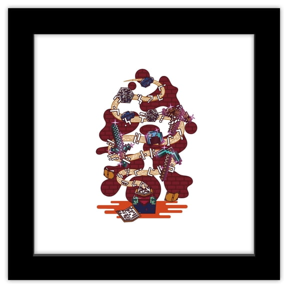 Gallery Pops Minecraft - Funtage Crafting Table Wall Art, Black Framed Version, 12" x 12"