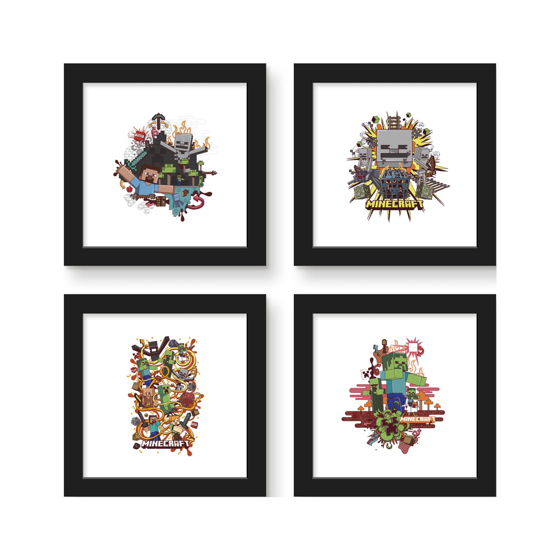 Gallery Pops Minecraft - Funtage Mobs Wall Art Bundle (4-Pack ...