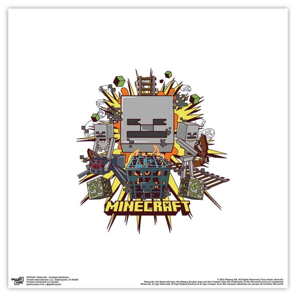 Gallery Pops Minecraft - Funtage Skeletons Wall Art, Unframed Version, 12" x 12"