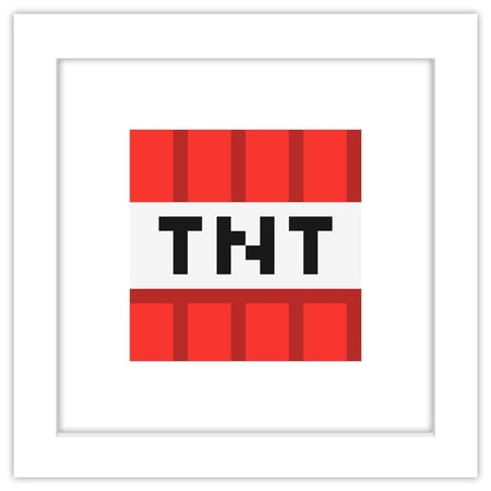 Gallery Pops Minecraft: Iconic Pixels - Blocks - TNT Wall Art, White Framed Version, 12" x 12"