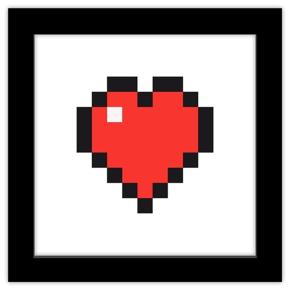 Gallery Pops Minecraft: Iconic Pixels - Items - Heart Wall Art, Black Framed Version, 12" x 12"