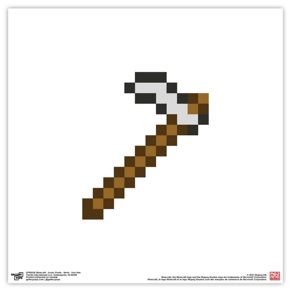 Gallery Pops Minecraft: Iconic Pixels - Items - Iron Hoe Wall Art, Unframed Version, 12" x 12"