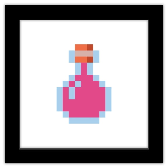 Gallery Pops Minecraft: Iconic Pixels - Items - Potion Wall Art, Black Framed Version, 12" x 12"
