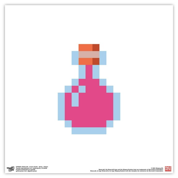 Gallery Pops Minecraft: Iconic Pixels - Items - Potion Wall Art, Unframed Version, 12" x 12"