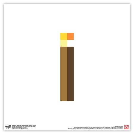 Gallery Pops Minecraft: Iconic Pixels - Items - Torch Wall Art, Unframed Version, 12" x 12"