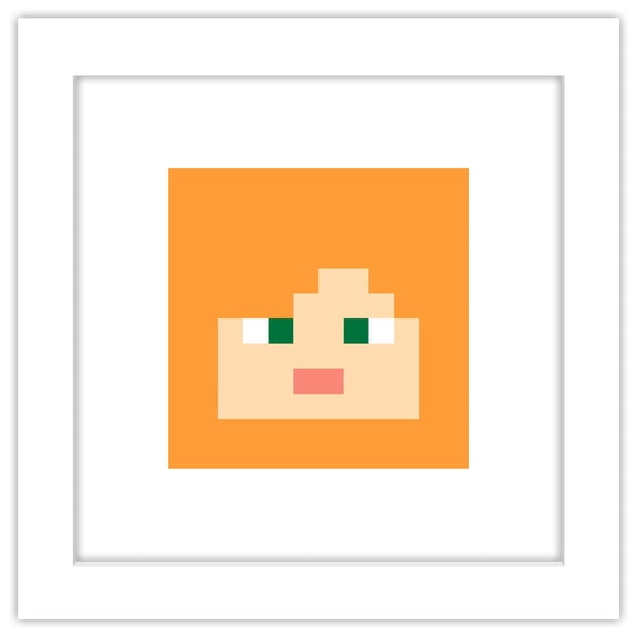 Gallery Pops Minecraft: Iconic Pixels - Mobs - Alex Wall Art, White Framed Version, 12" x 12"