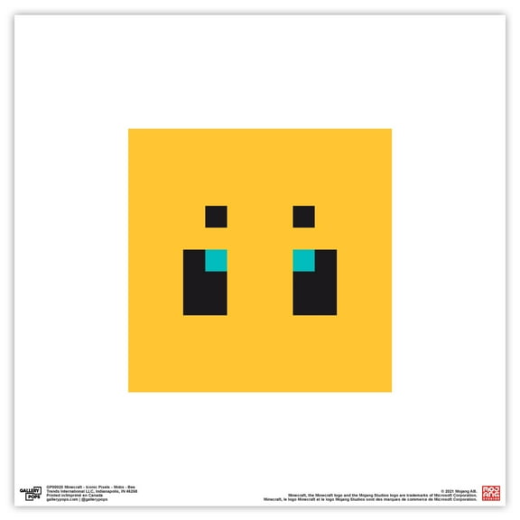 Gallery Pops Minecraft: Iconic Pixels - Mobs - Bee Wall Art, Unframed Version, 12" x 12"