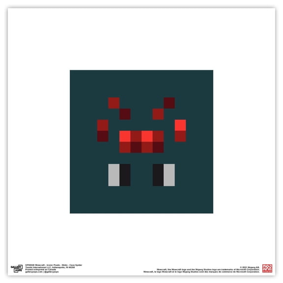 Gallery Pops Minecraft: Iconic Pixels - Mobs - Cave Spider Wall Art, Unframed Version, 12" x 12"