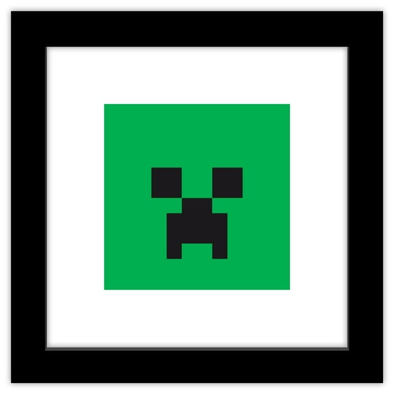 Gallery Pops Minecraft: Iconic Pixels - Mobs - Creeper Wall Art, Black Framed Version, 12" x 12"