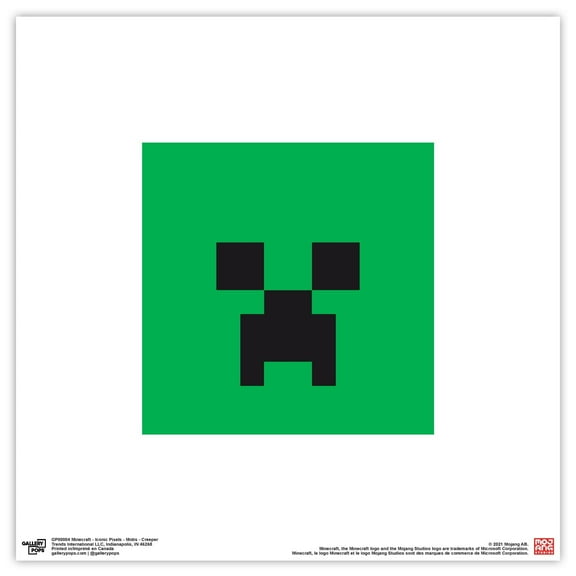 Gallery Pops Minecraft: Iconic Pixels - Mobs - Creeper Wall Art, Unframed Version, 12" x 12"