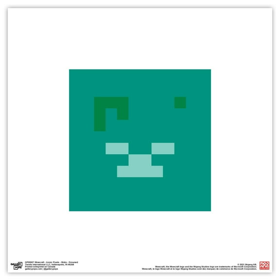 Gallery Pops Minecraft: Iconic Pixels - Mobs - Drowned Wall Art, Unframed Version, 12" x 12"