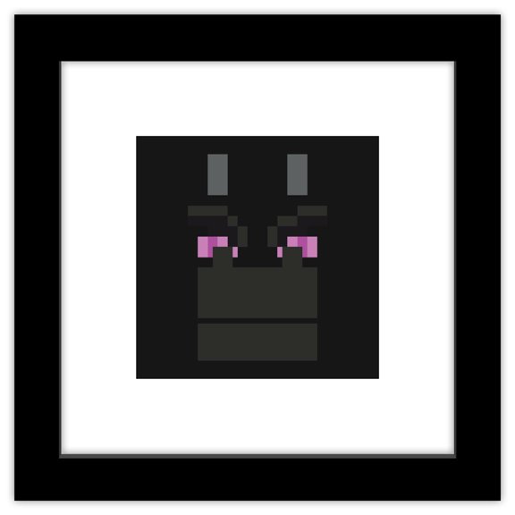 Gallery Pops Minecraft: Iconic Pixels - Mobs - Ender Dragon Wall Art, Black Framed Version, 12" x 12"