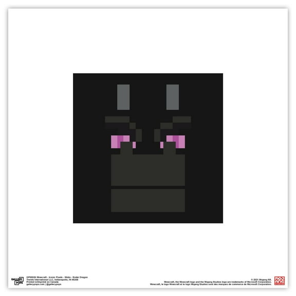 Gallery Pops Minecraft: Iconic Pixels - Mobs - Ender Dragon Wall Art, Unframed Version, 12" x 12"