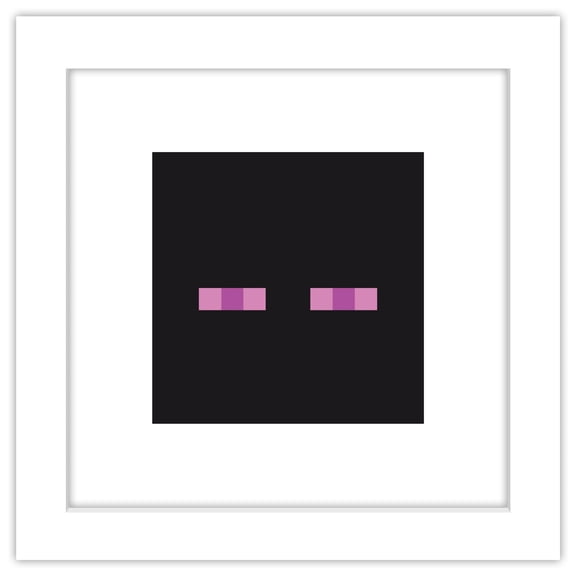 Gallery Pops Minecraft: Iconic Pixels - Mobs - Enderman Wall Art, White Framed Version, 12" x 12"