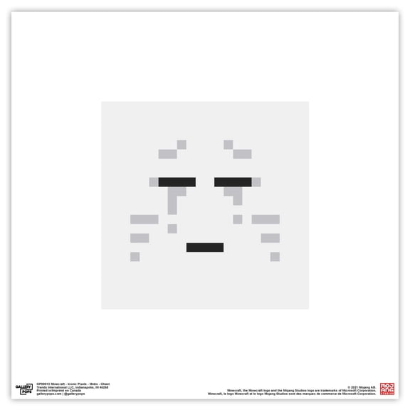 Gallery Pops Minecraft: Iconic Pixels - Mobs - Ghast Wall Art, Unframed Version, 12" x 12"