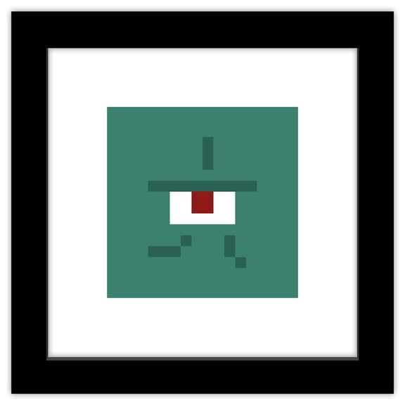 Gallery Pops Minecraft: Iconic Pixels - Mobs - Guardian Wall Art, Black Framed Version, 12" x 12"