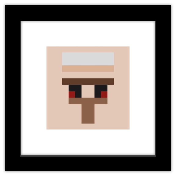 Gallery Pops Minecraft: Iconic Pixels - Mobs - Iron Golem Wall Art, Black Framed Version, 12" x 12"